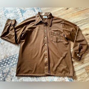 Men's Vintage 70s Pelham Dagger Collar Button Down Shirt 17 17 1/2 or XL